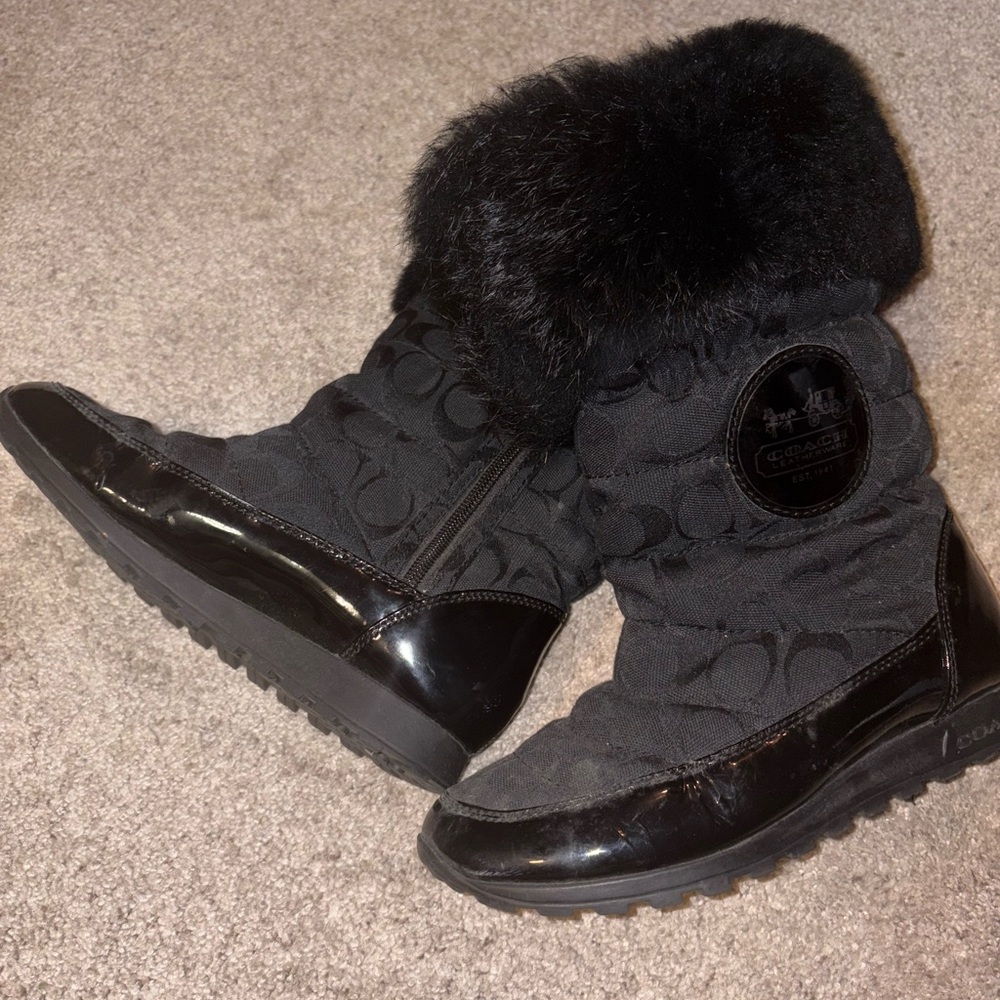 Coach brand all weather insulated boots. Worn only a few times. Solid black. - Picture 2 of 4